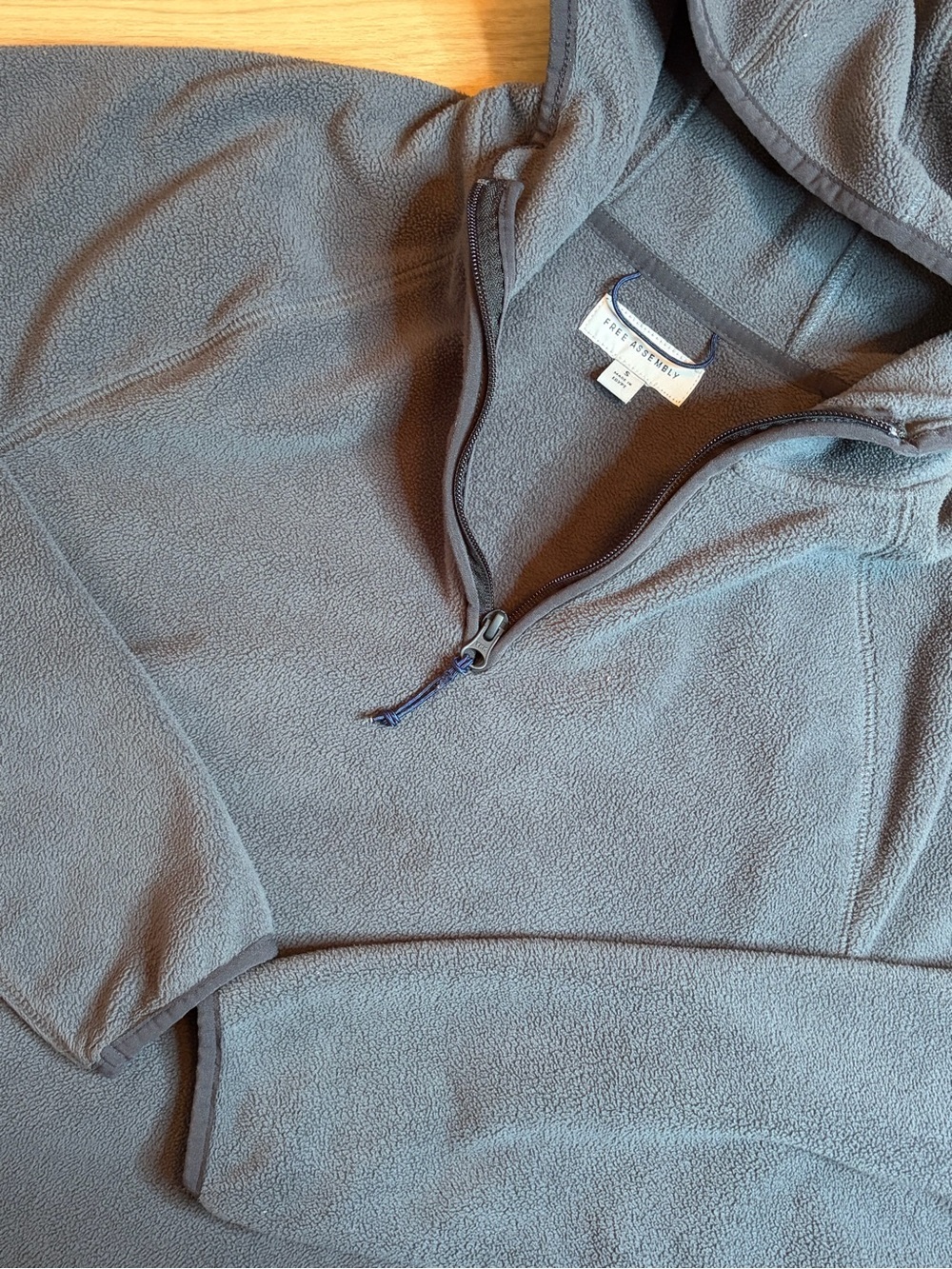 Free Assembly Grey Half-Zip Fleece Pull Over Hoodie Small